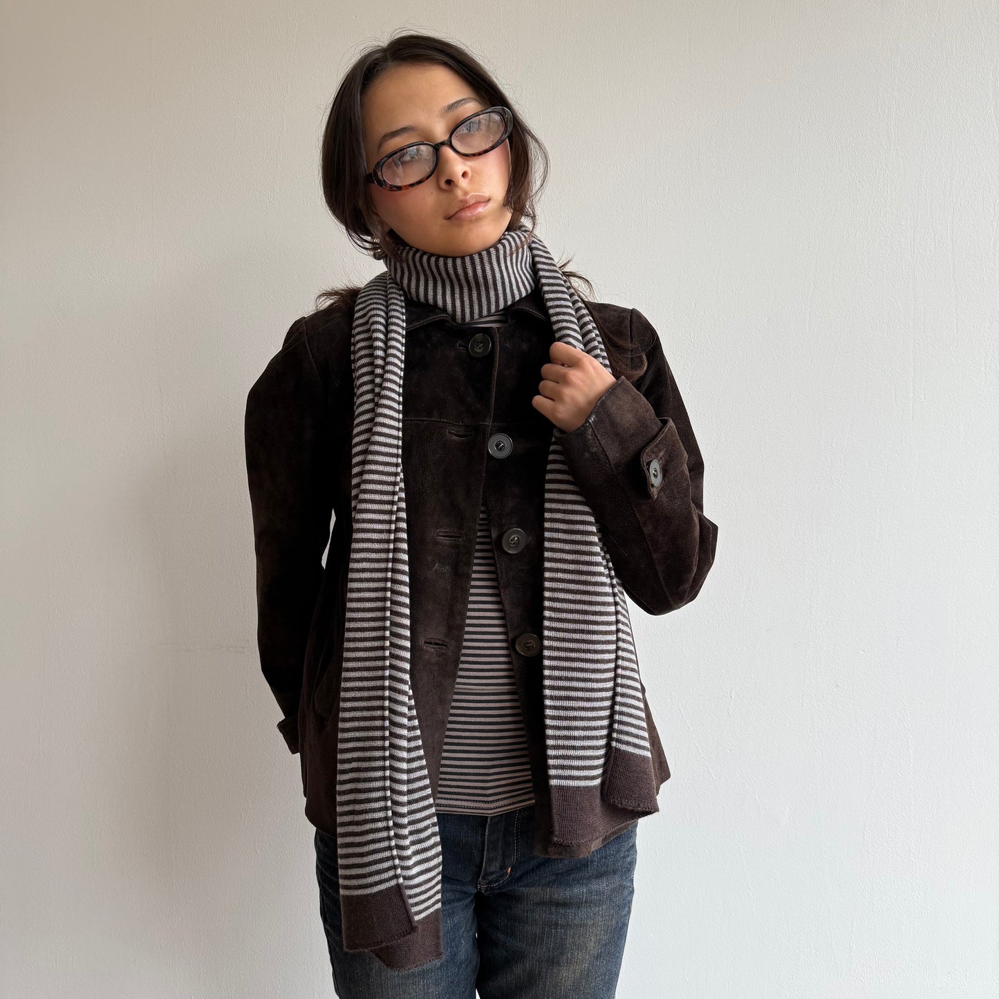 Brown stripe scarf - OS