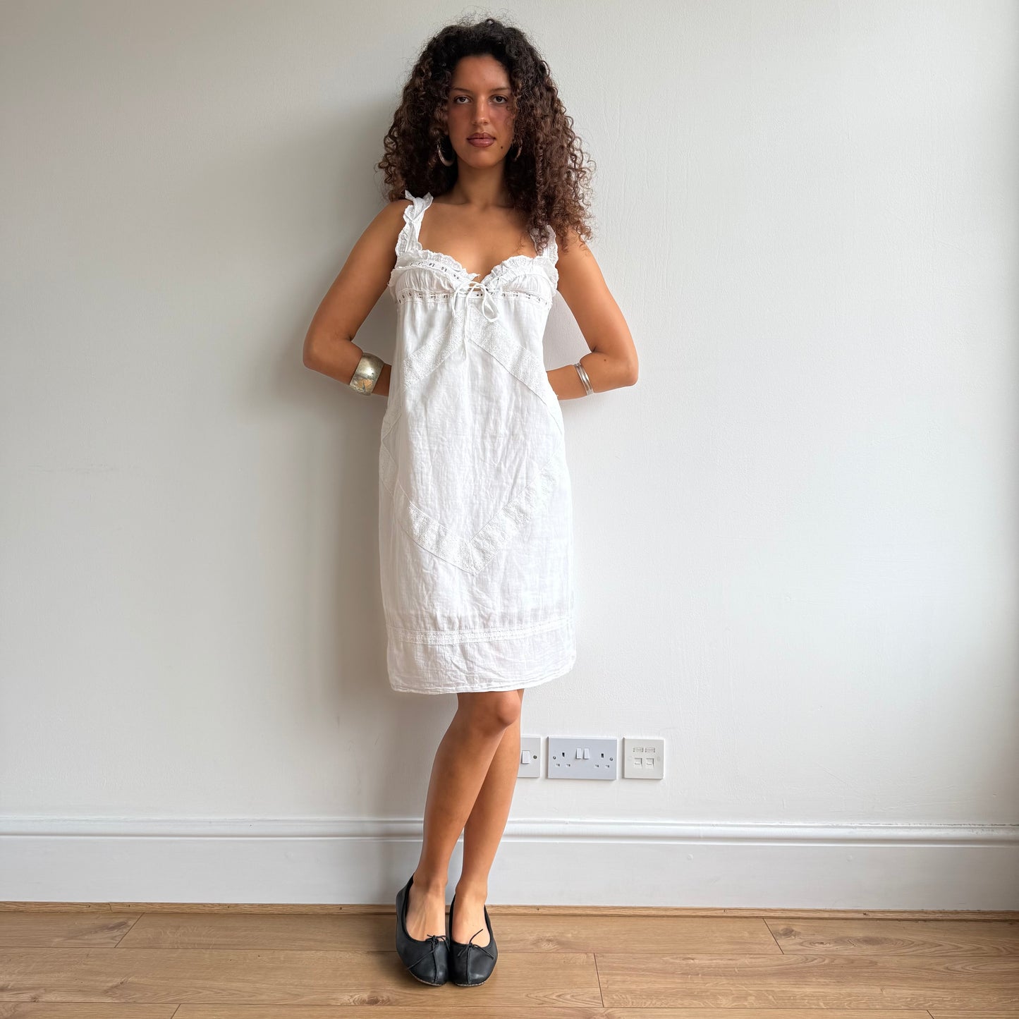 White milkmaid dress - Size S/M