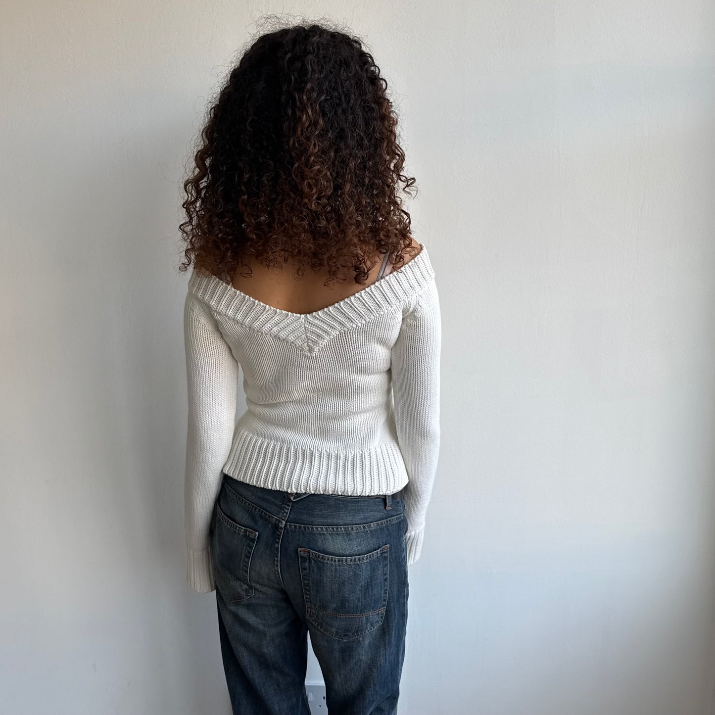 White zip knit jumper - Size S