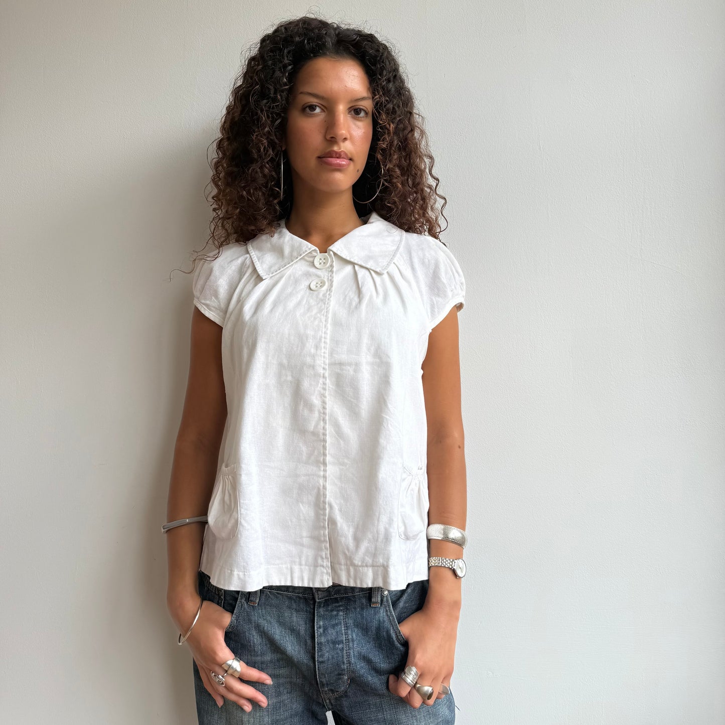White short sleeve peacoat - Size M/L
