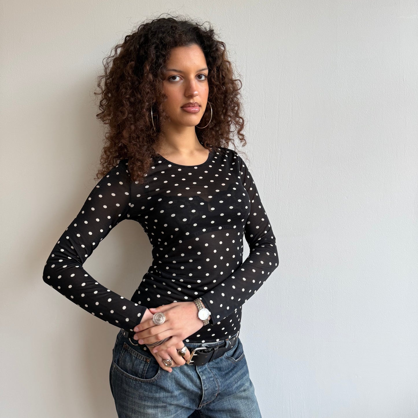 Polka dot mesh top - Size S
