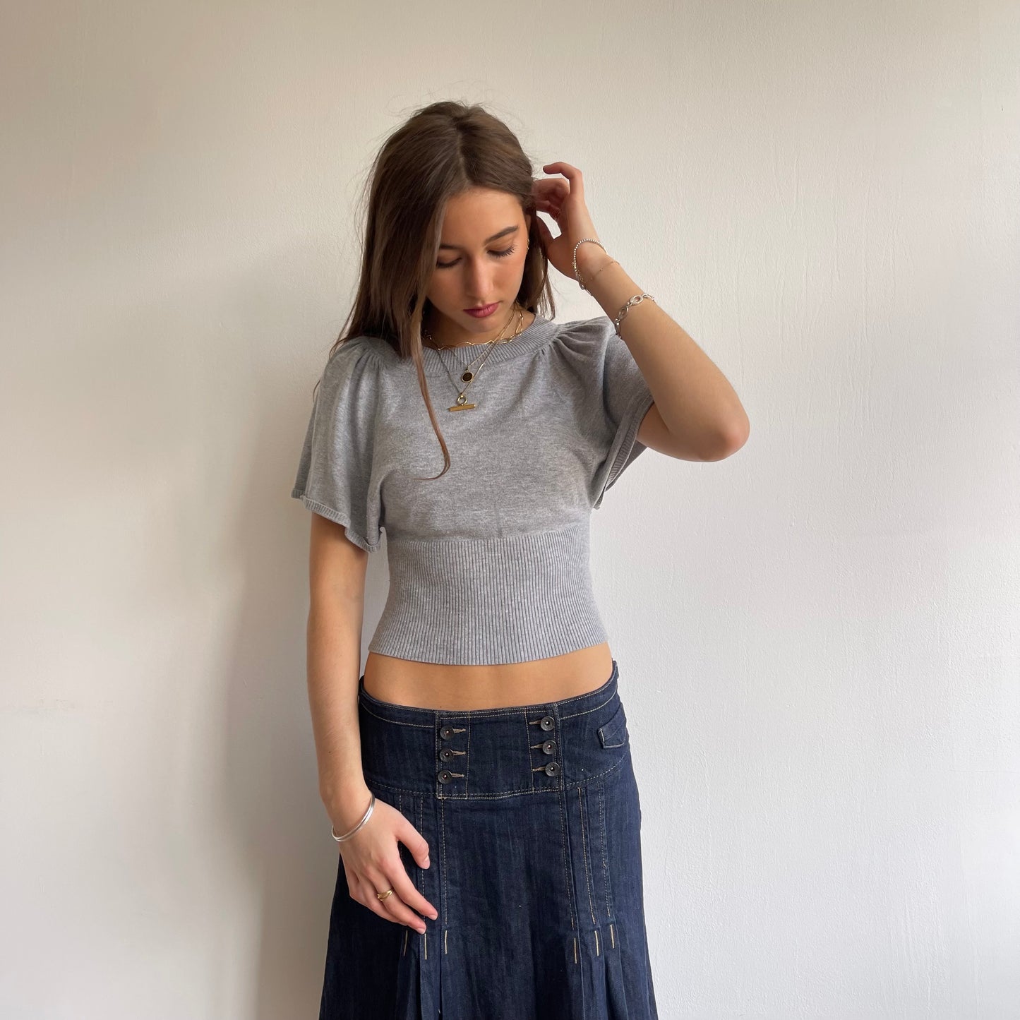 Grey short sleeve jumper - Size S