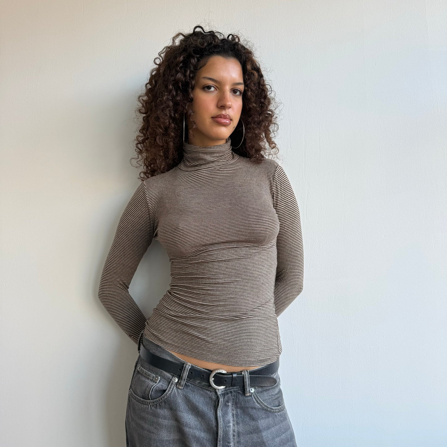 Brown stripe roll neck - Size S