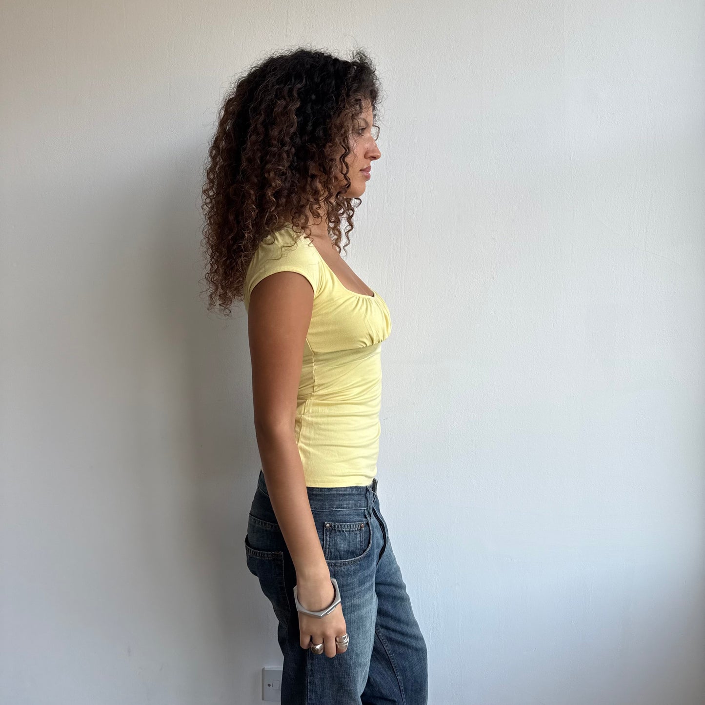 Yellow keyhole top - Size S