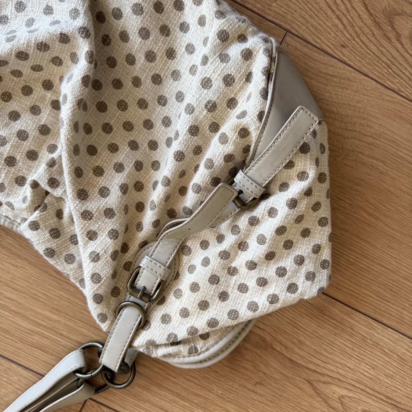 Cream polka dot bag