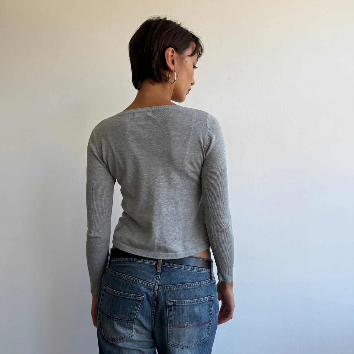 Grey button front cardi - Size S