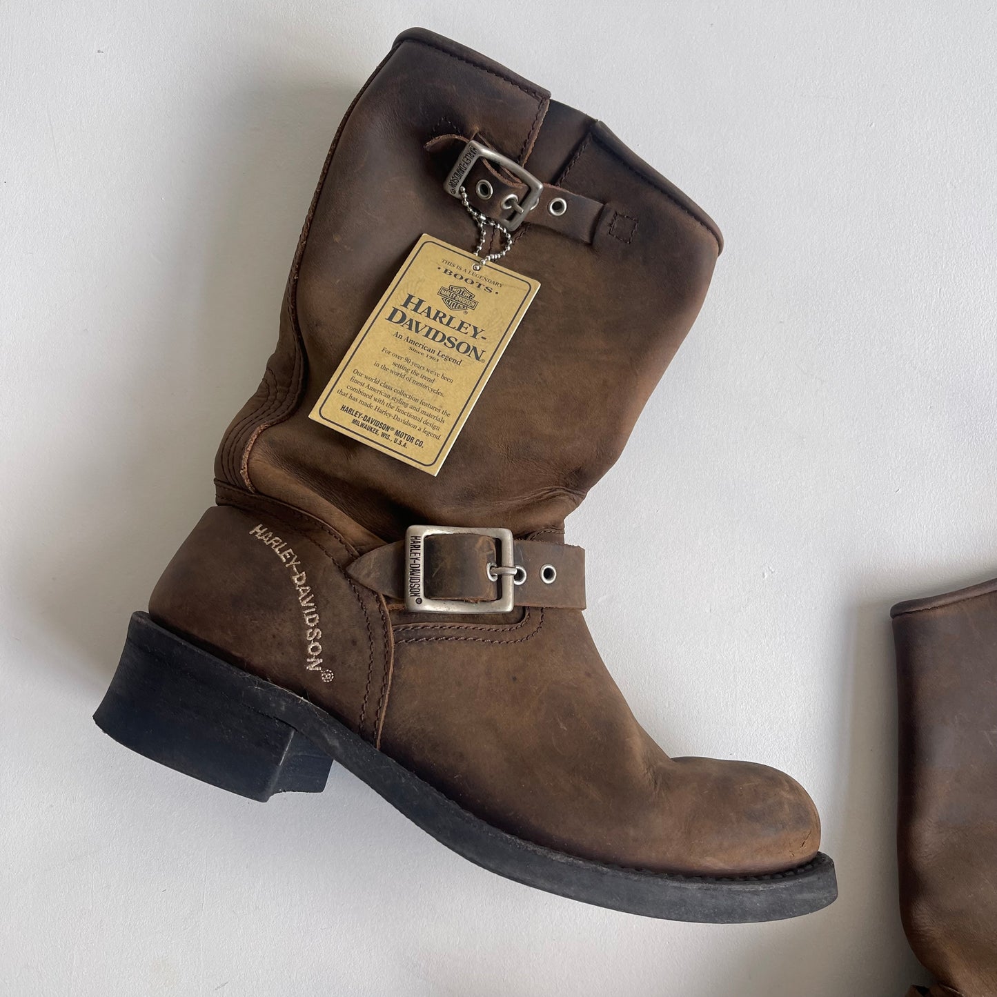 Brown Harley Davidson boots - Size UK5 (Pair 1)