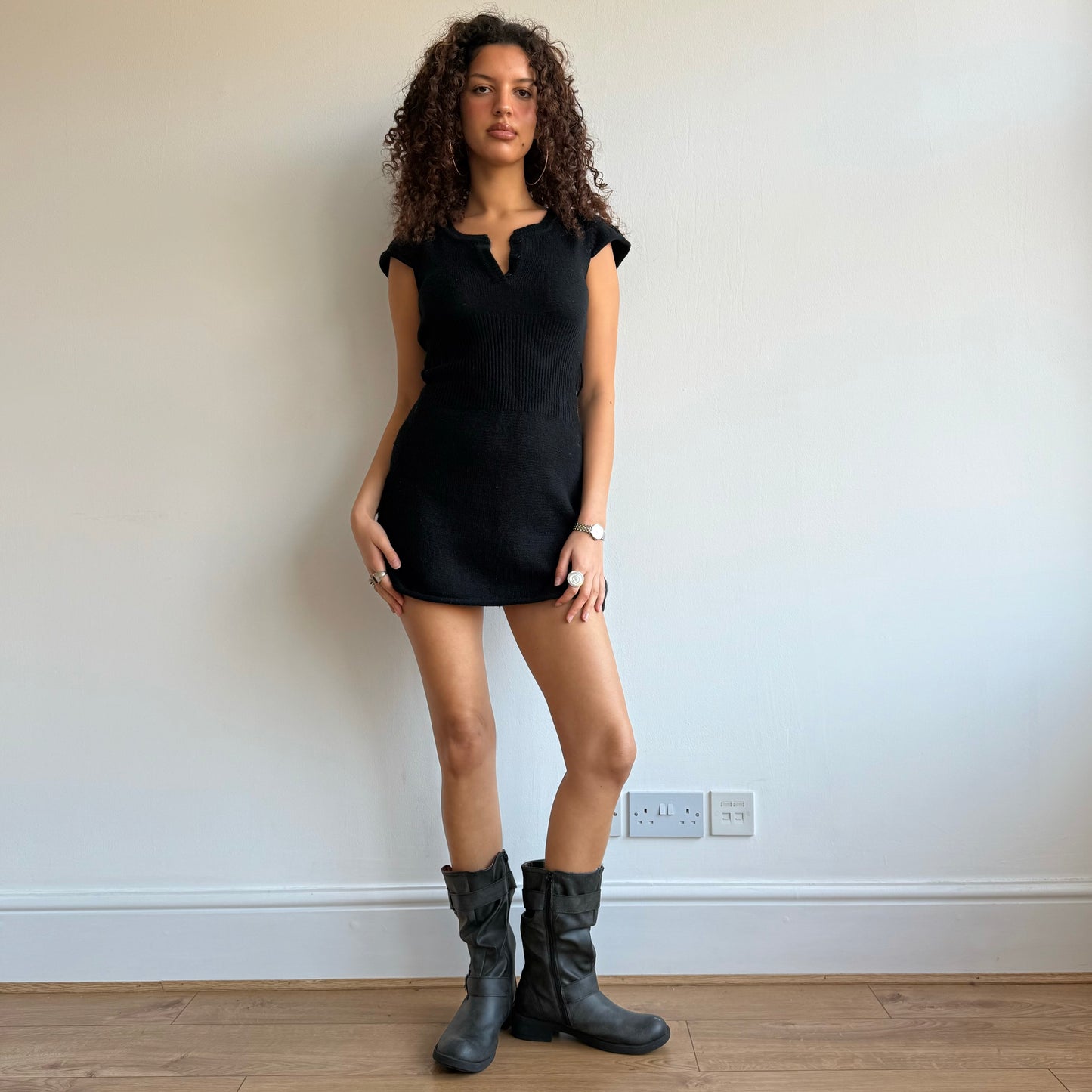 Black knit dress - Size S