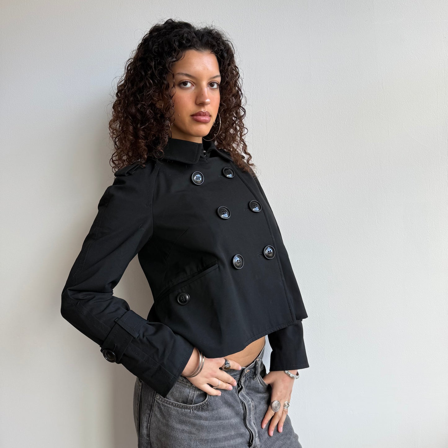 Black peacoat trench - Size S/M
