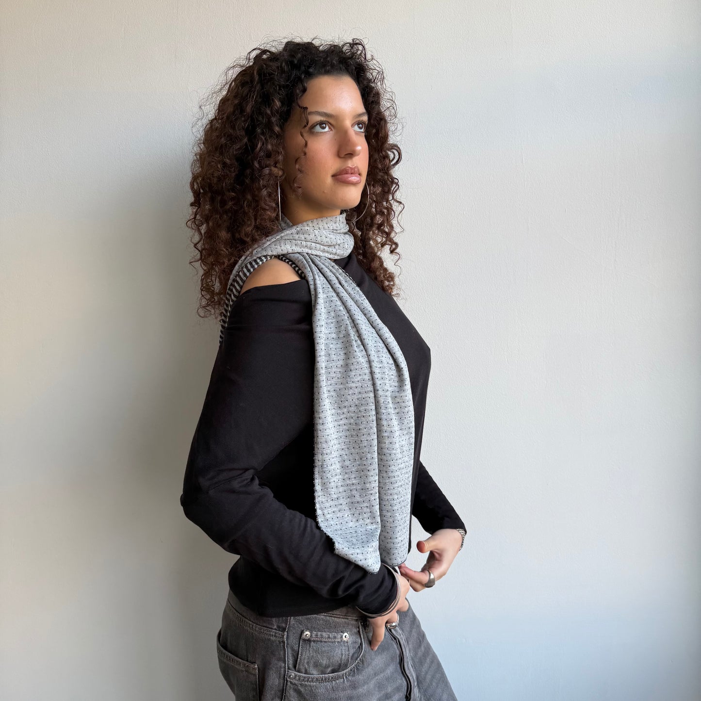 Polka dot / striped scarf