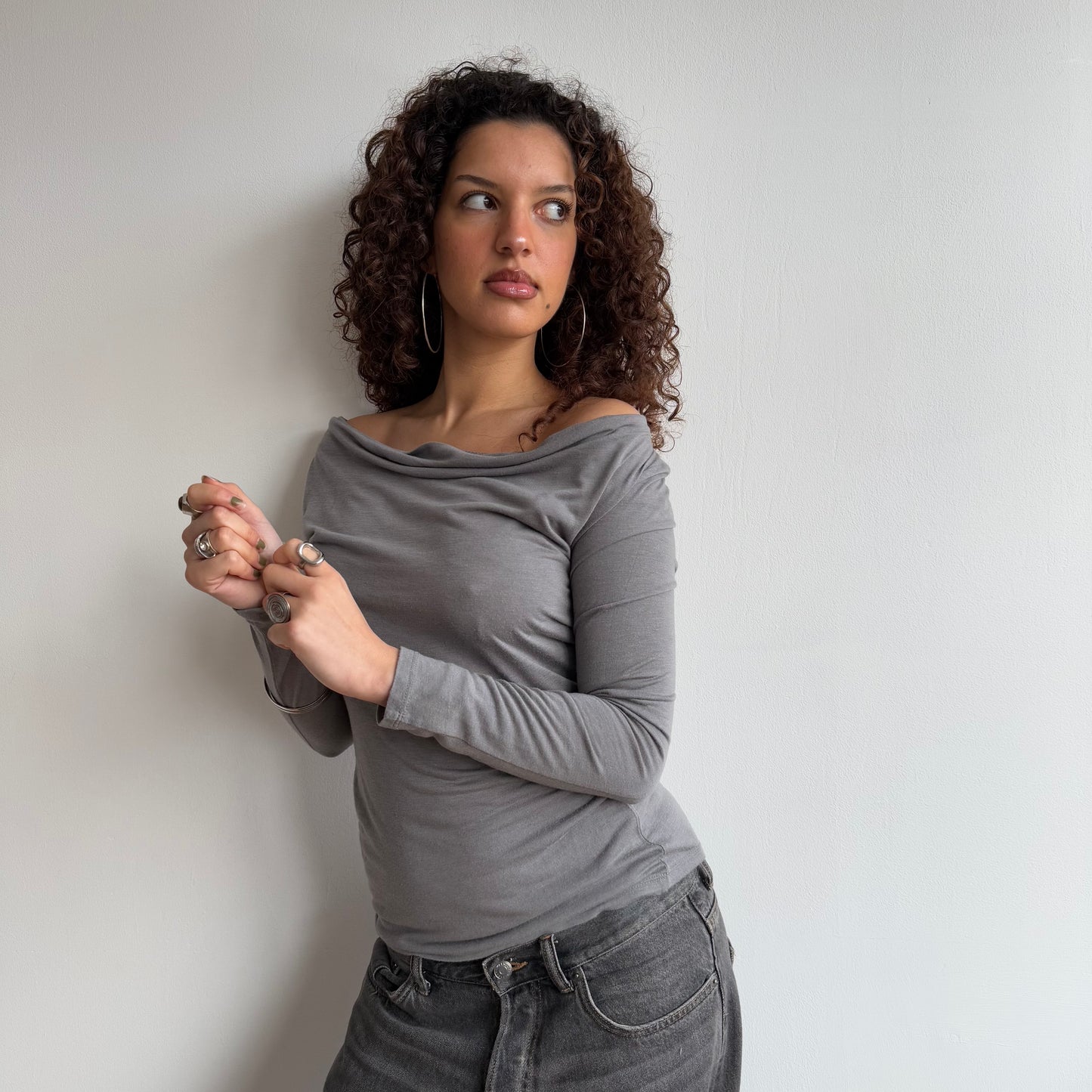 Grey cowl neck long sleeve - Size S