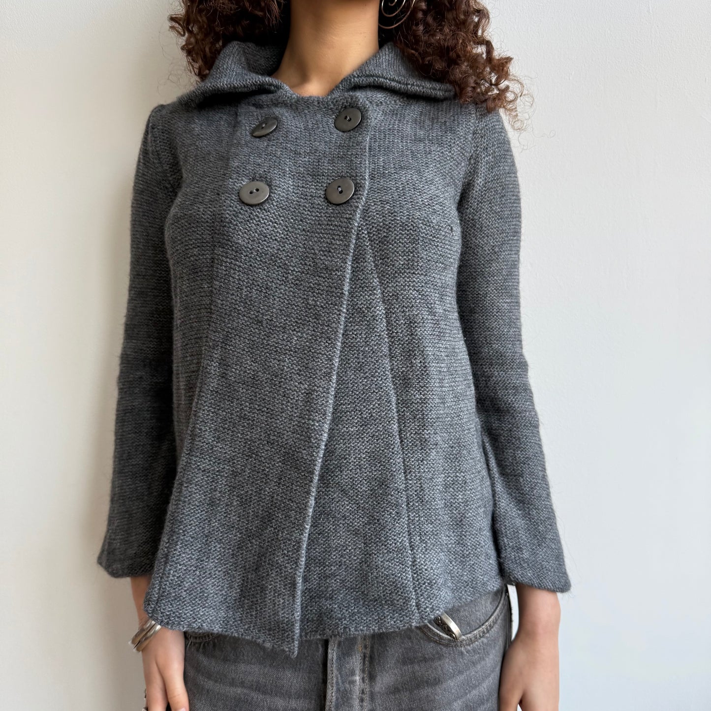 Grey knit pea jumper - Size M