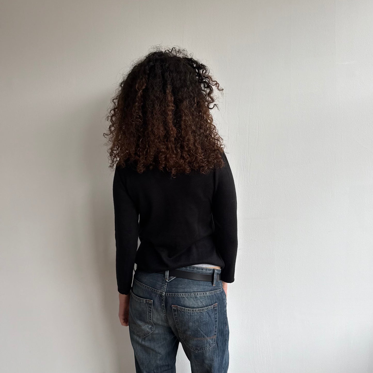 Black asymmetric button knit - Size S
