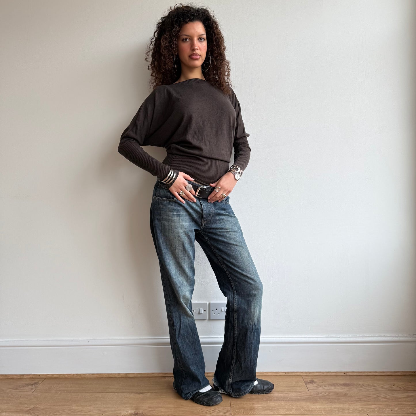 Brown slouchy batwing knit - Size S