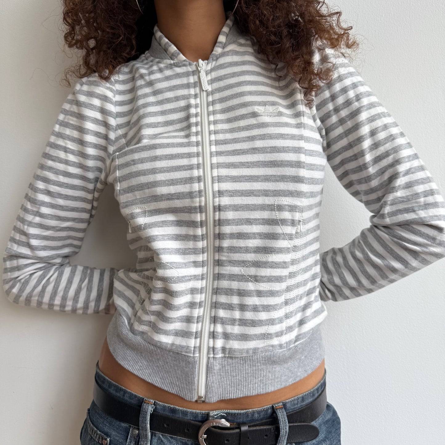 Adidas striped zip up - Size S