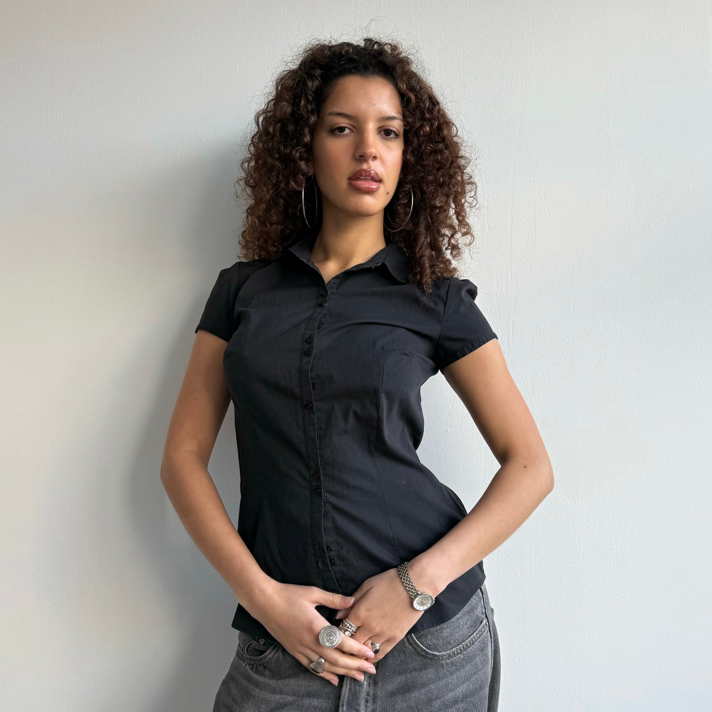 Black short sleeve shirt - Size S
