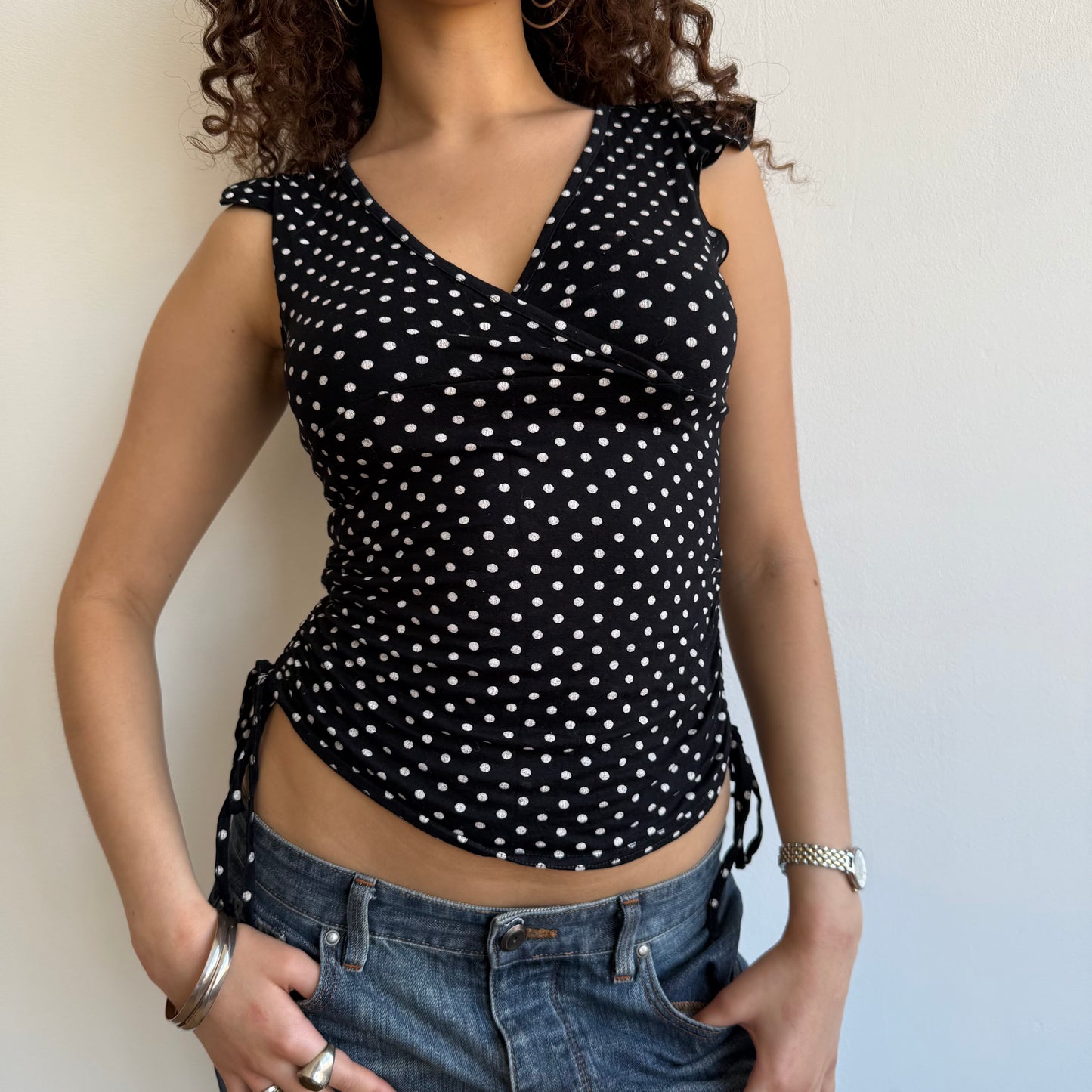 Polka dot ruched top - Size S