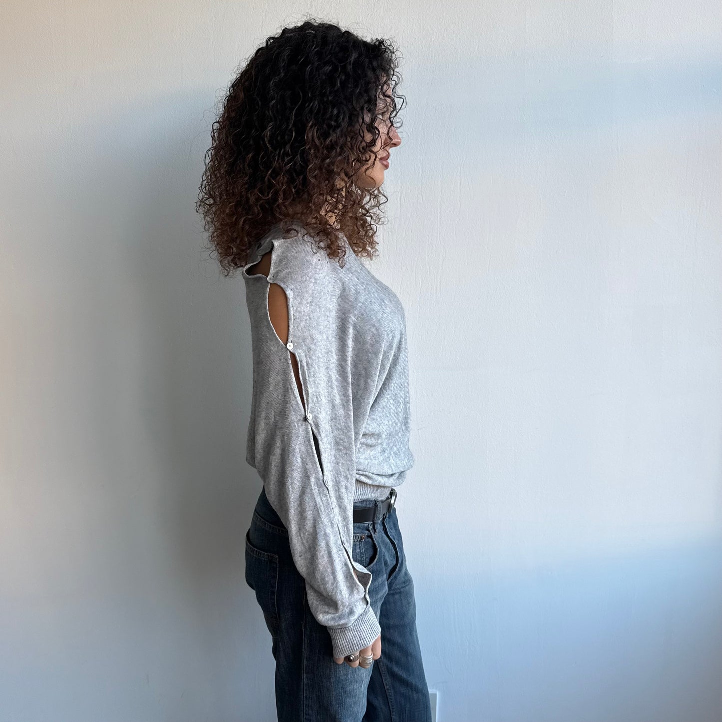 Cop Copine grey slouchy button jumper - Size M
