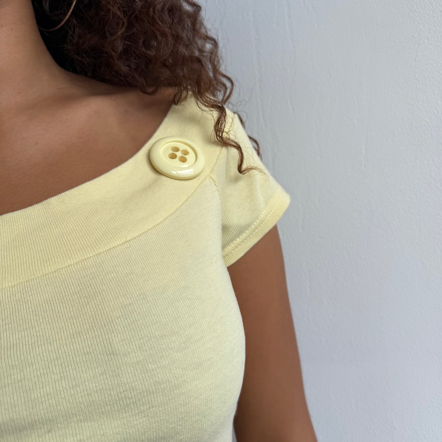 Yellow Bardot button top - Size S