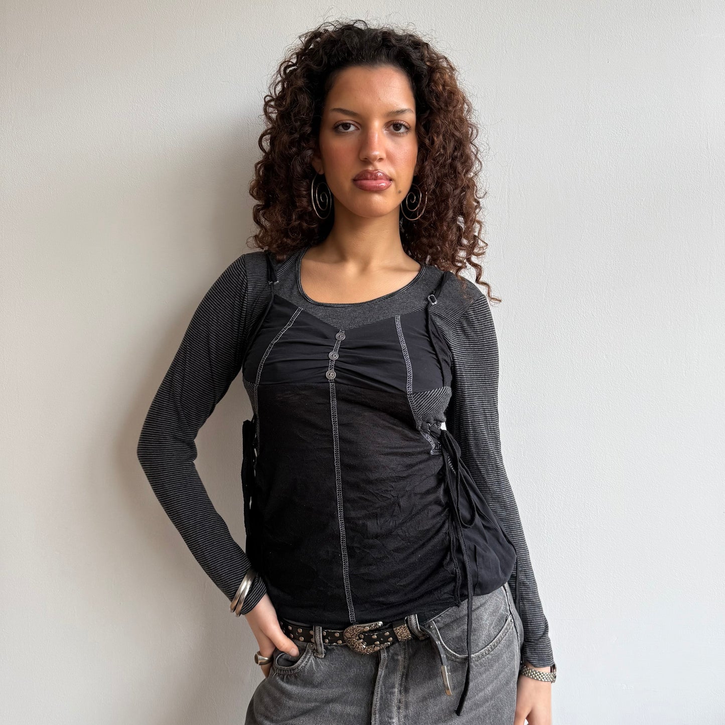 Striped corset tie top - Size S