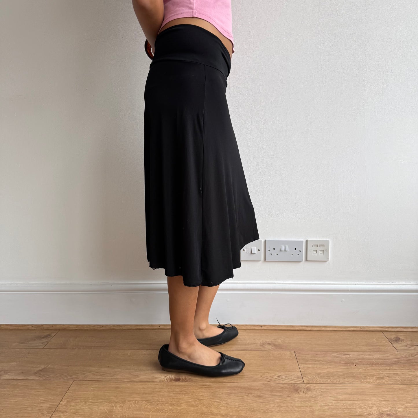 Black slinky ruched skirt - Size S