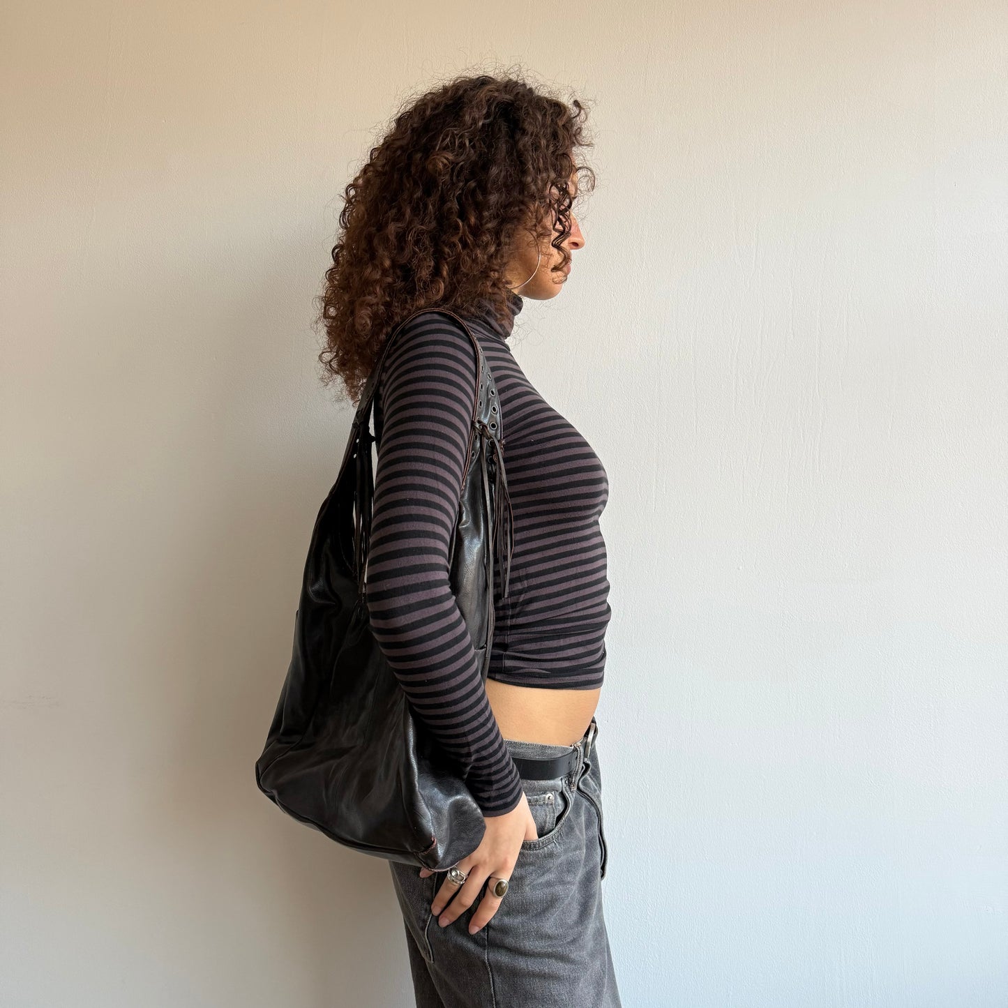 Brown stripe roll neck - Size S