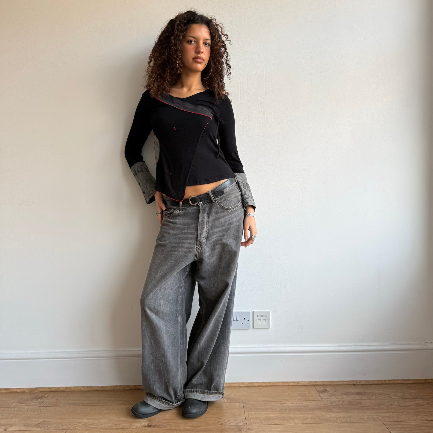 Bi-material wrap top - Size S