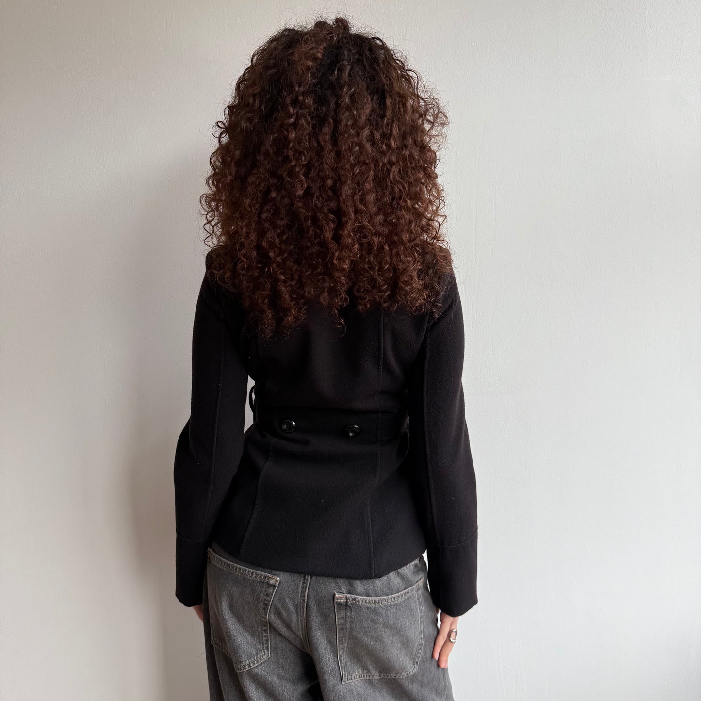 Black belted wool peacoat - Size S
