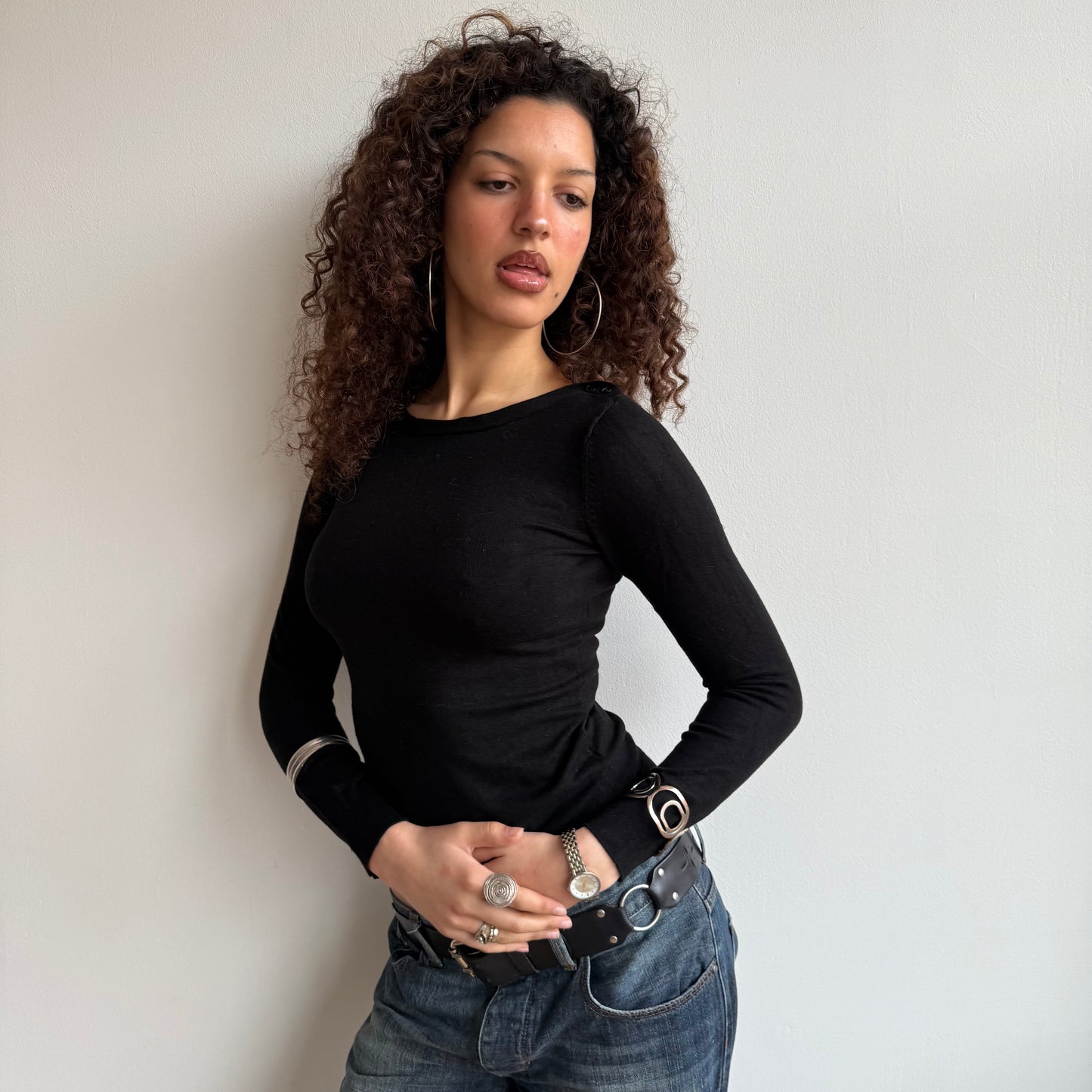Black boatneck knit - Size S