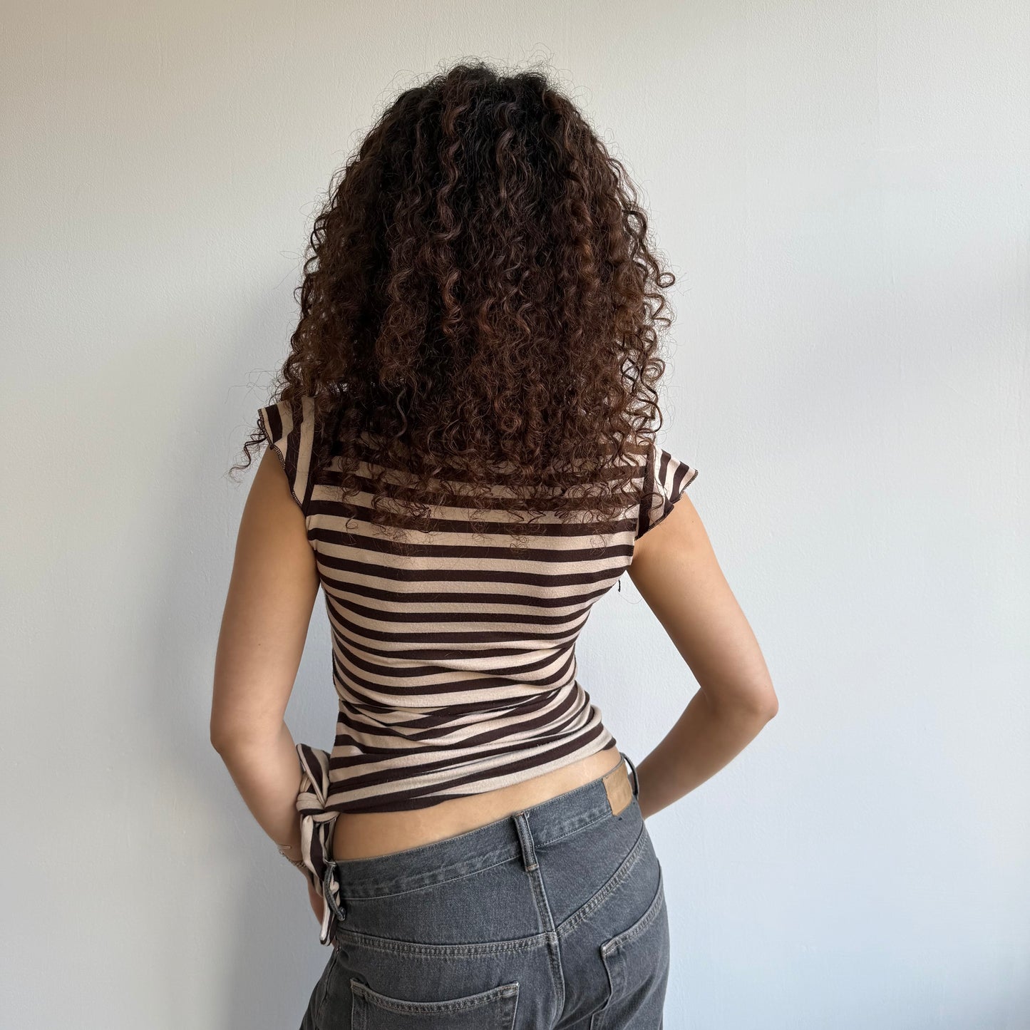 Brown and beige stripe top - Size S