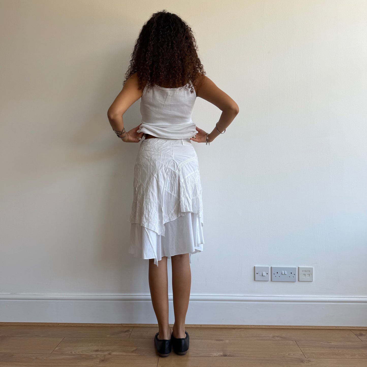 White patchwork broderie skirt - Size XS