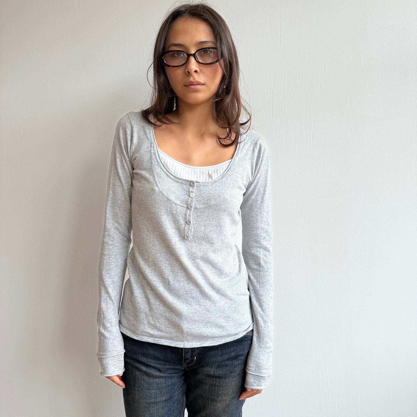 Grey layered top - Size S