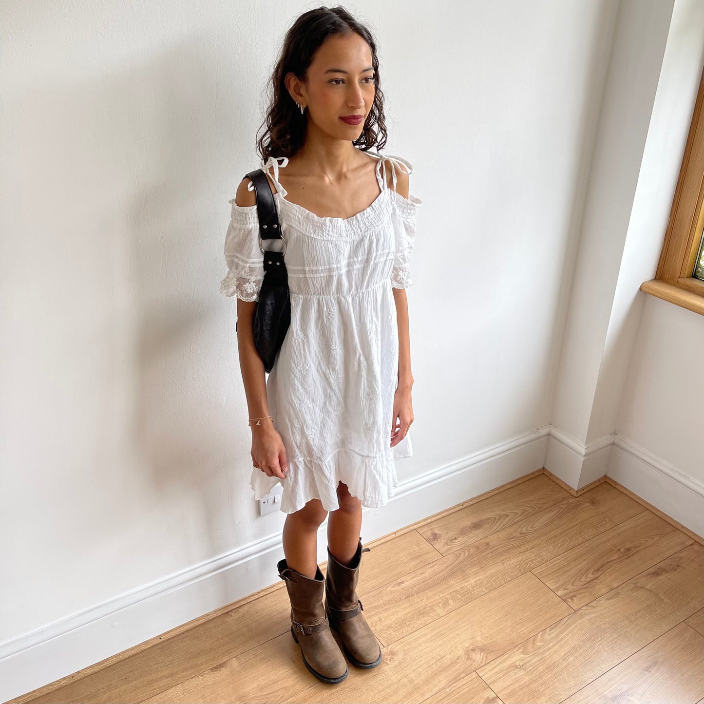 White off shoulder milkmaid dress - Size M