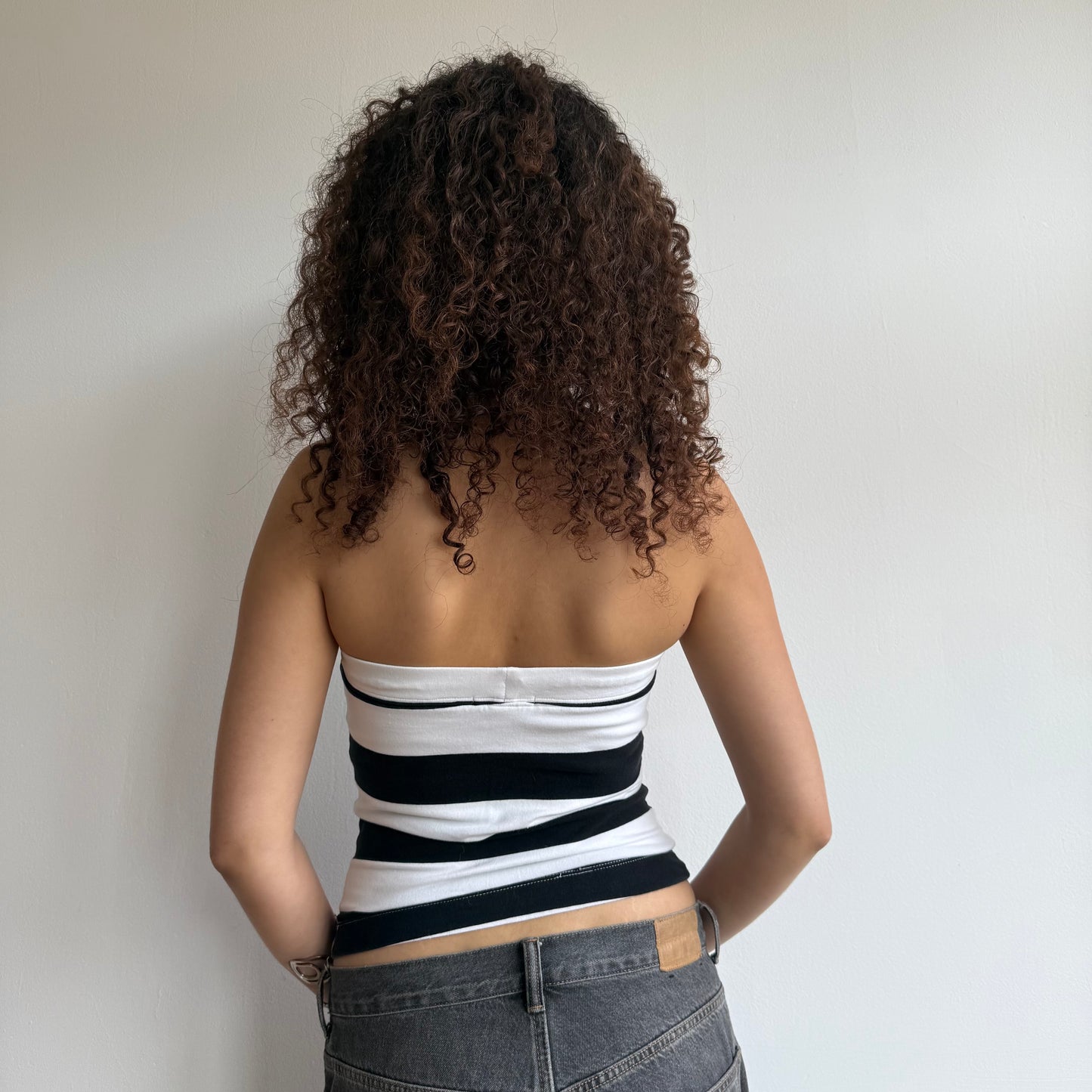 Black and white striped bandeau - Size S