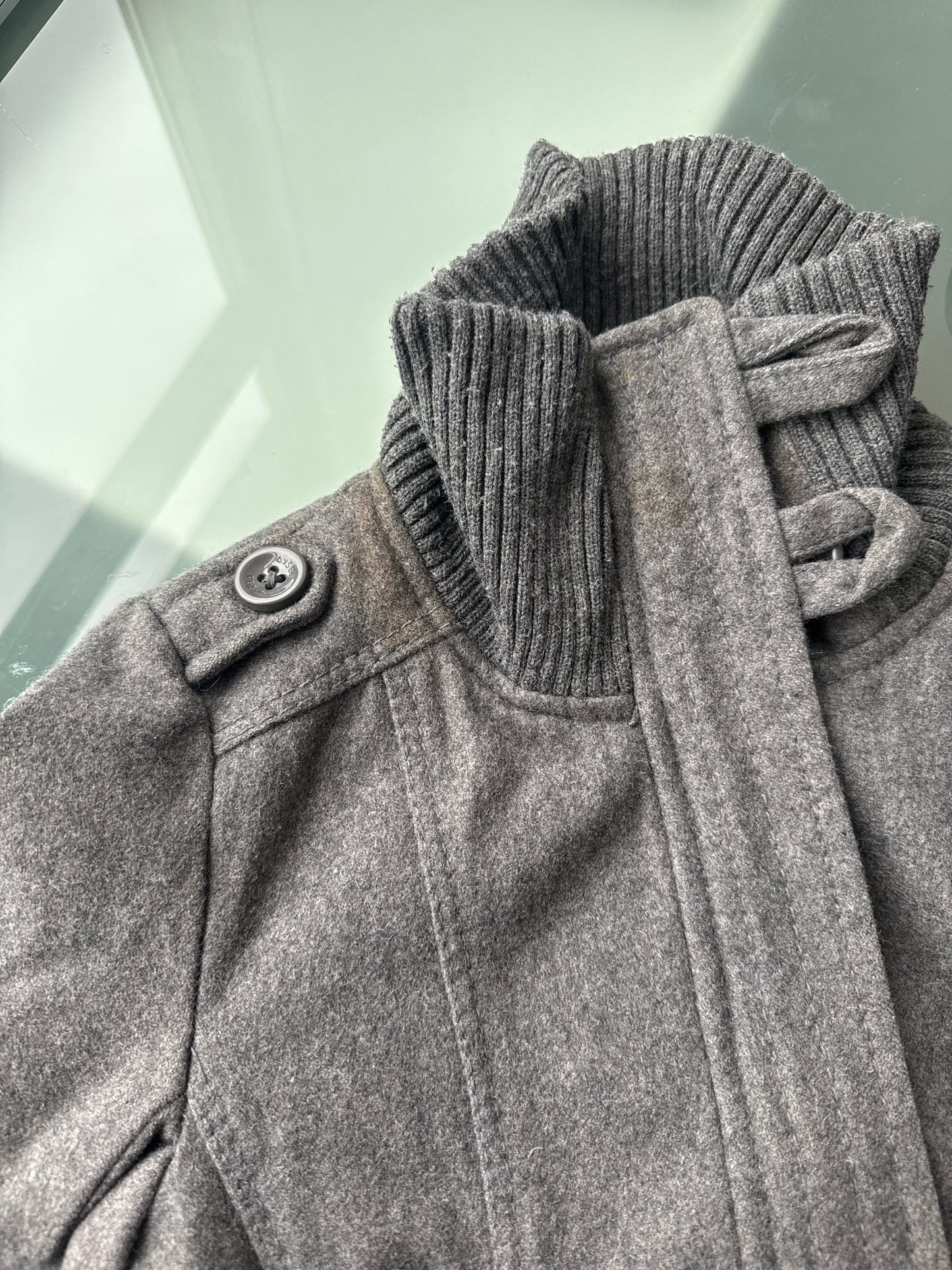 Grey cargo wool bomber - Size M