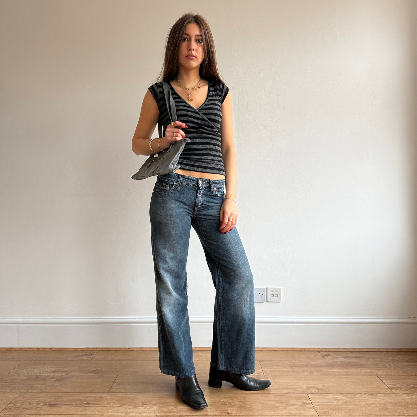 Grey black stripe top - Size XS