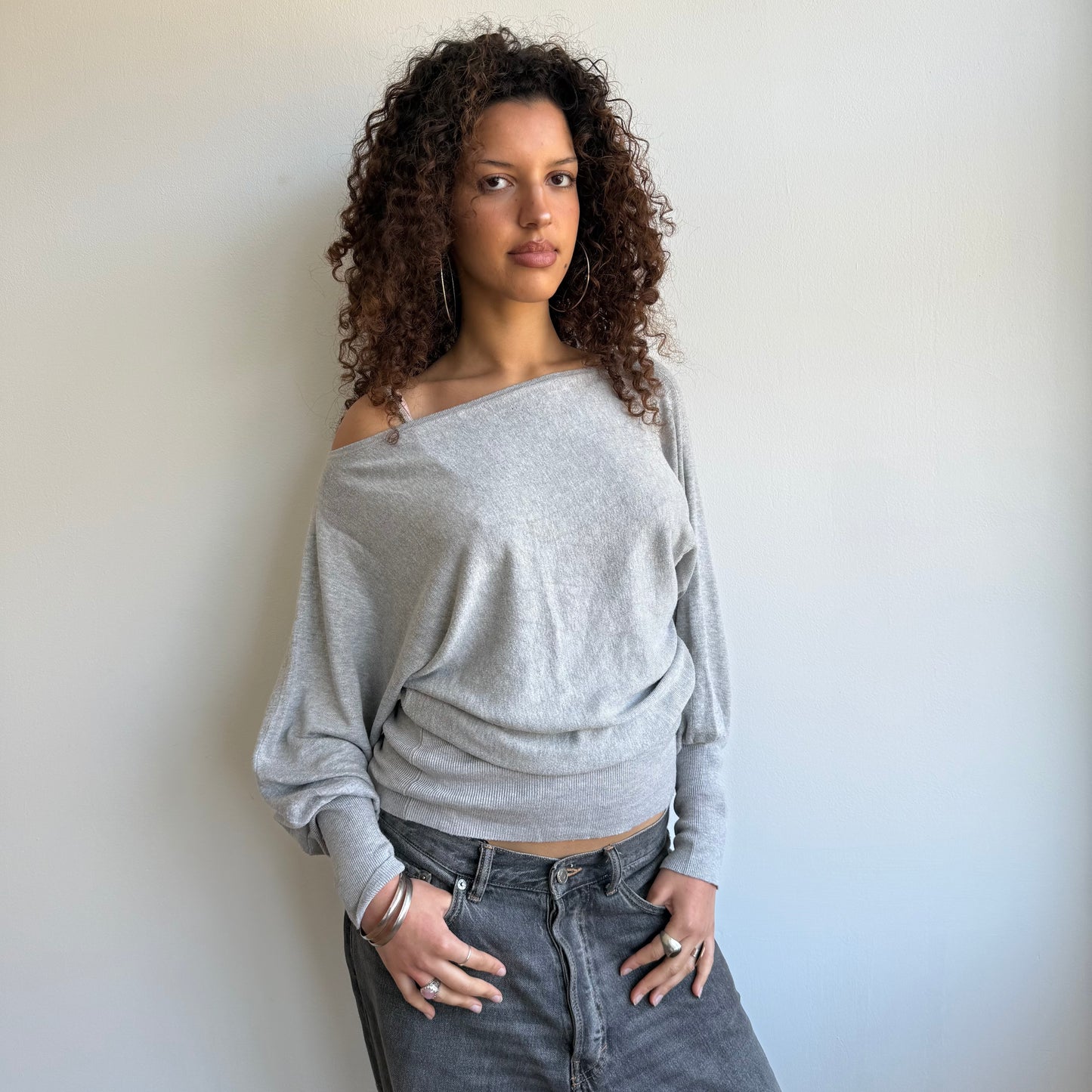 Light grey slouchy knit jumper - Size S/M
