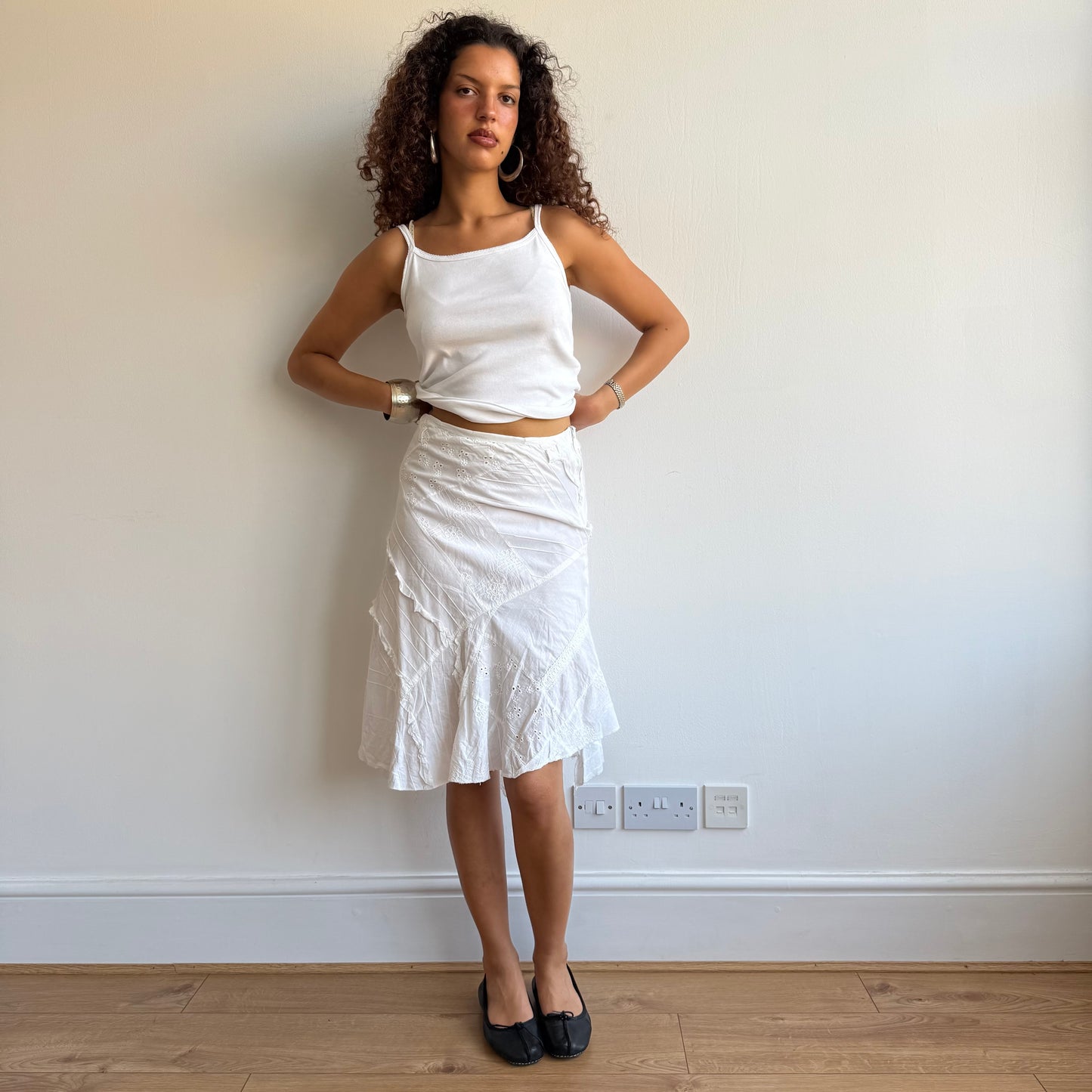 Broderie patchwork midi skirt - Size S