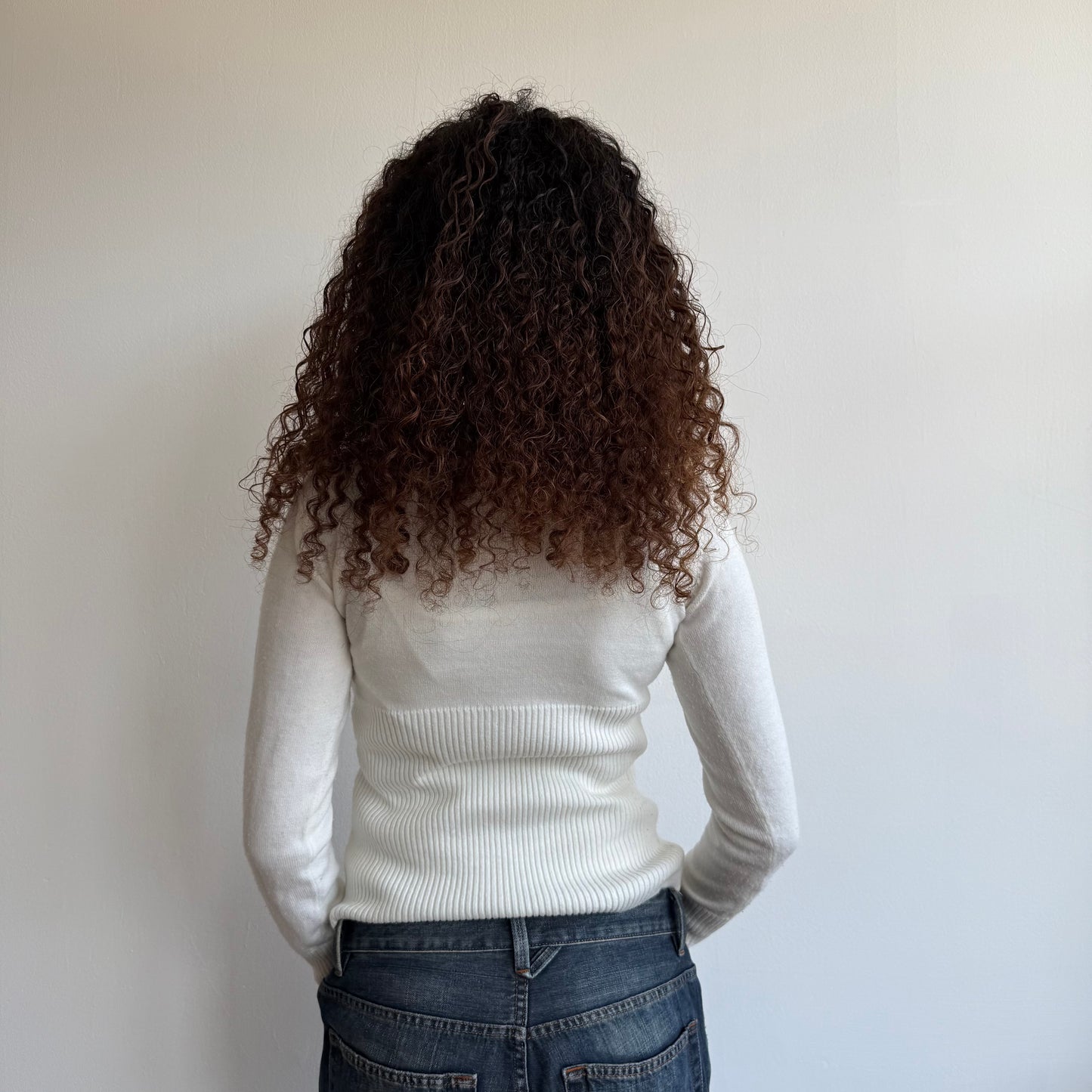 White button neck knit - Size S