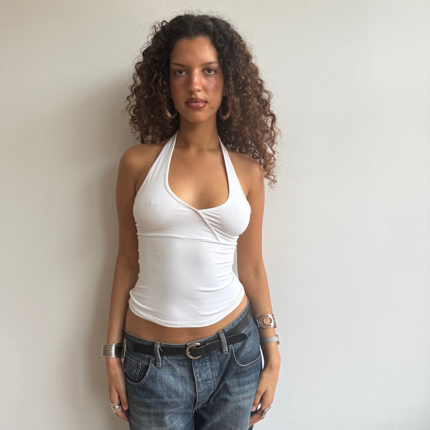 White wrap halter top - Size S
