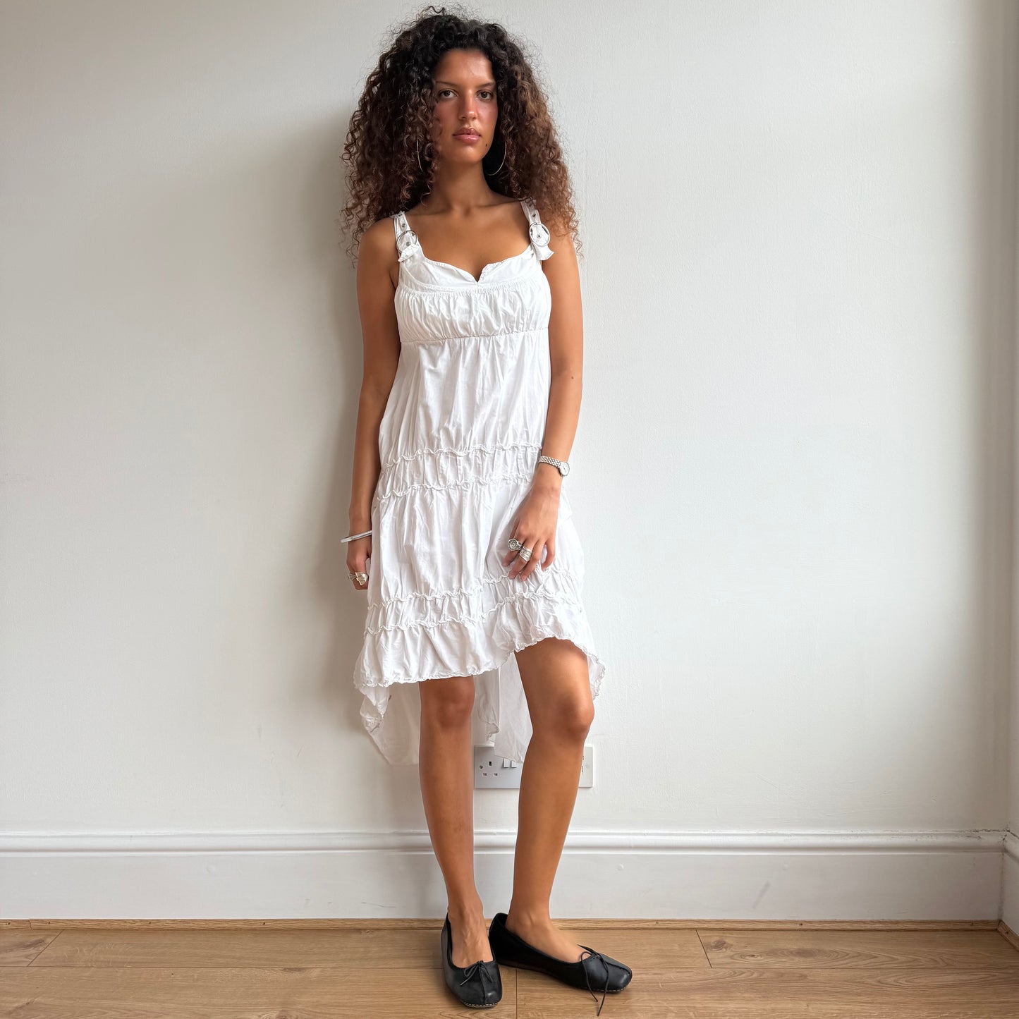 Cop Copine white ruched dress - Size M