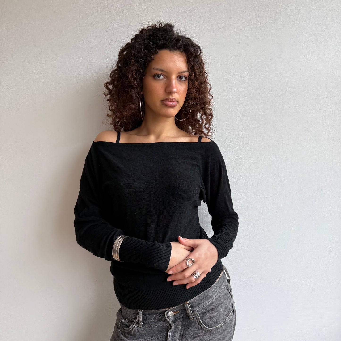 Black slouchy knit jumper - Size S/M