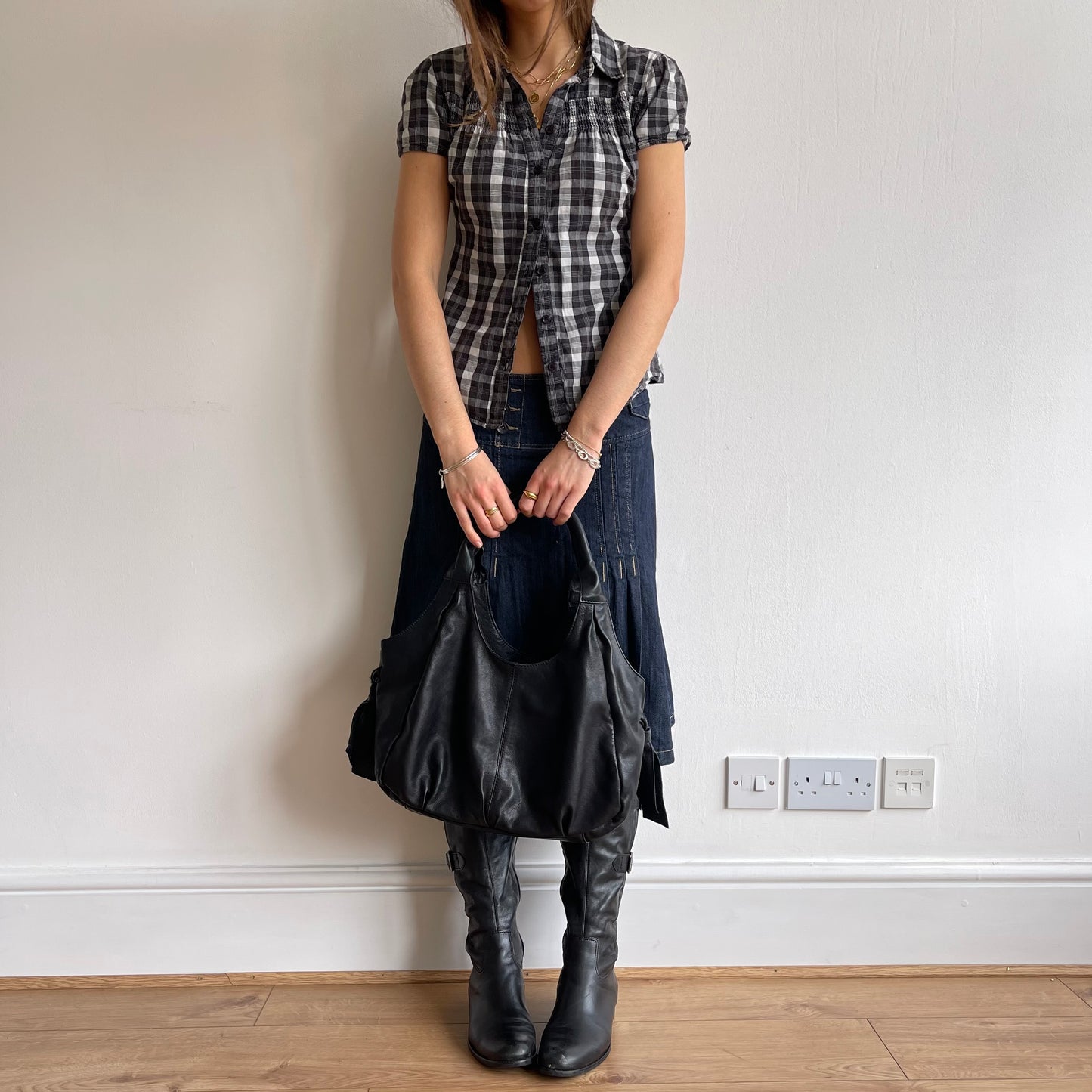 Black check shirt - Size S