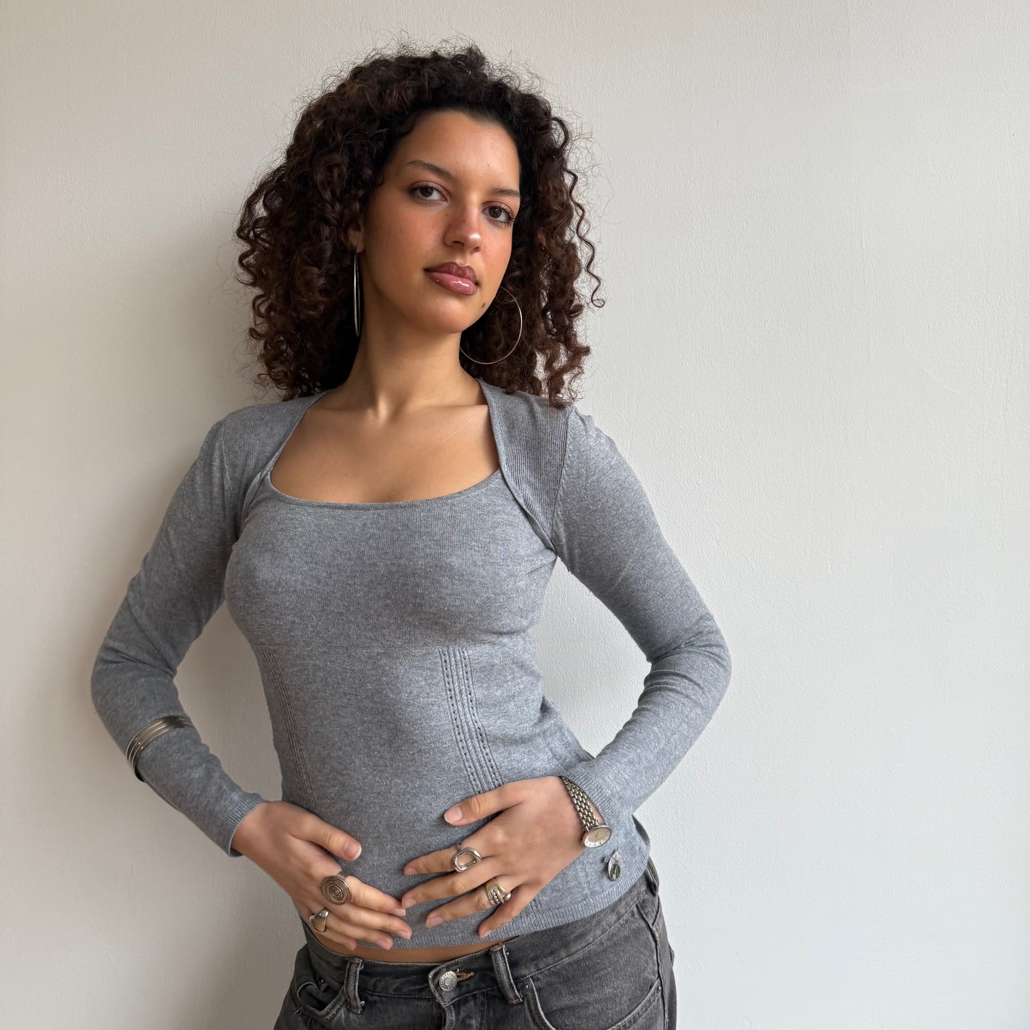 Grey long sleeve knit - Size S