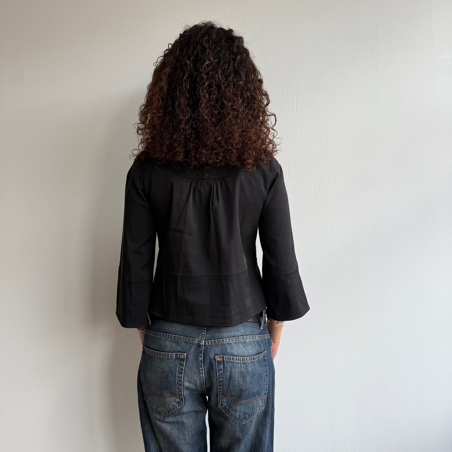 Black satin swing jacket - Size S