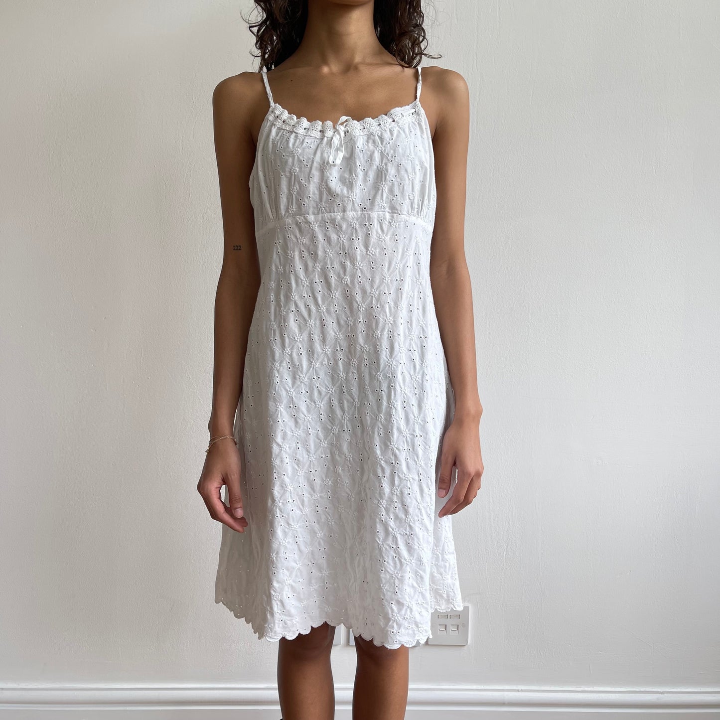 White milkmaid broderie anglaise mini dress - Size M