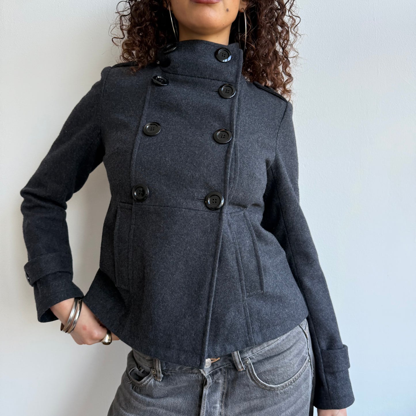 Grey wool peacoat - Size S