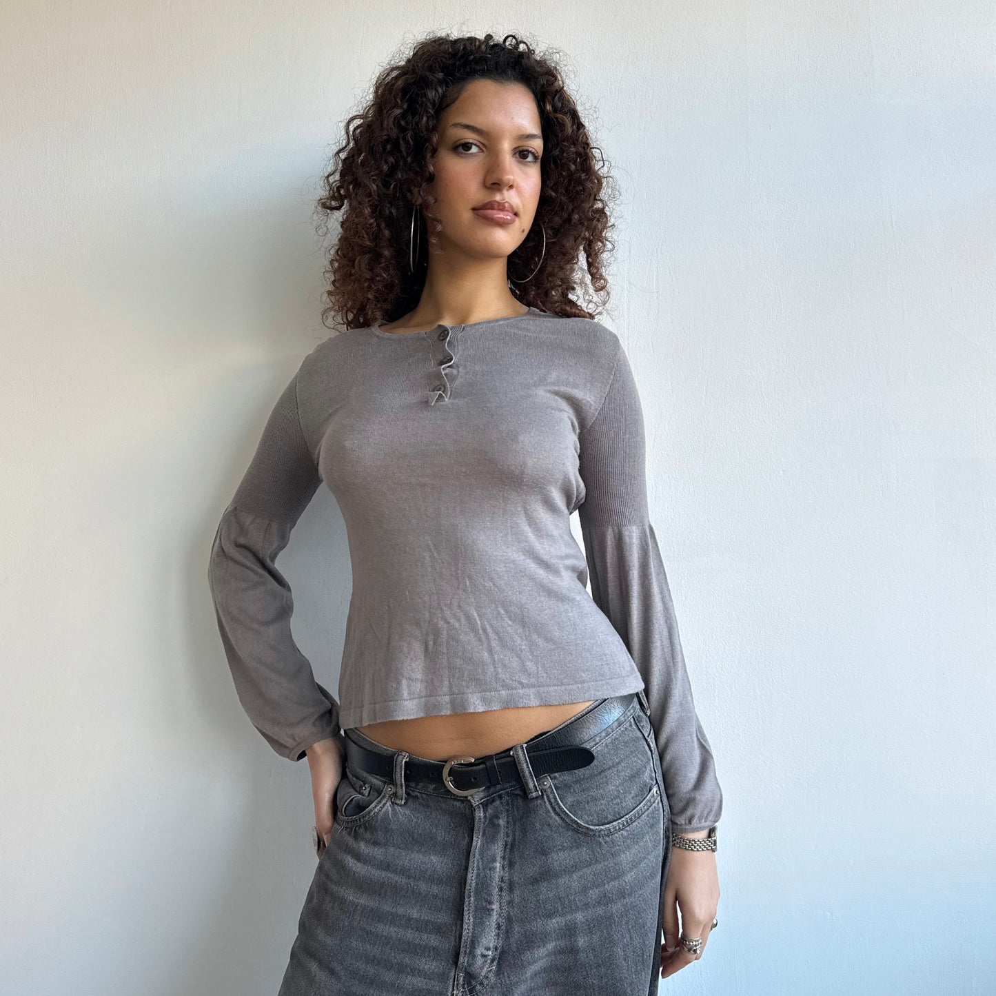 Taupe tie back knit - Size S