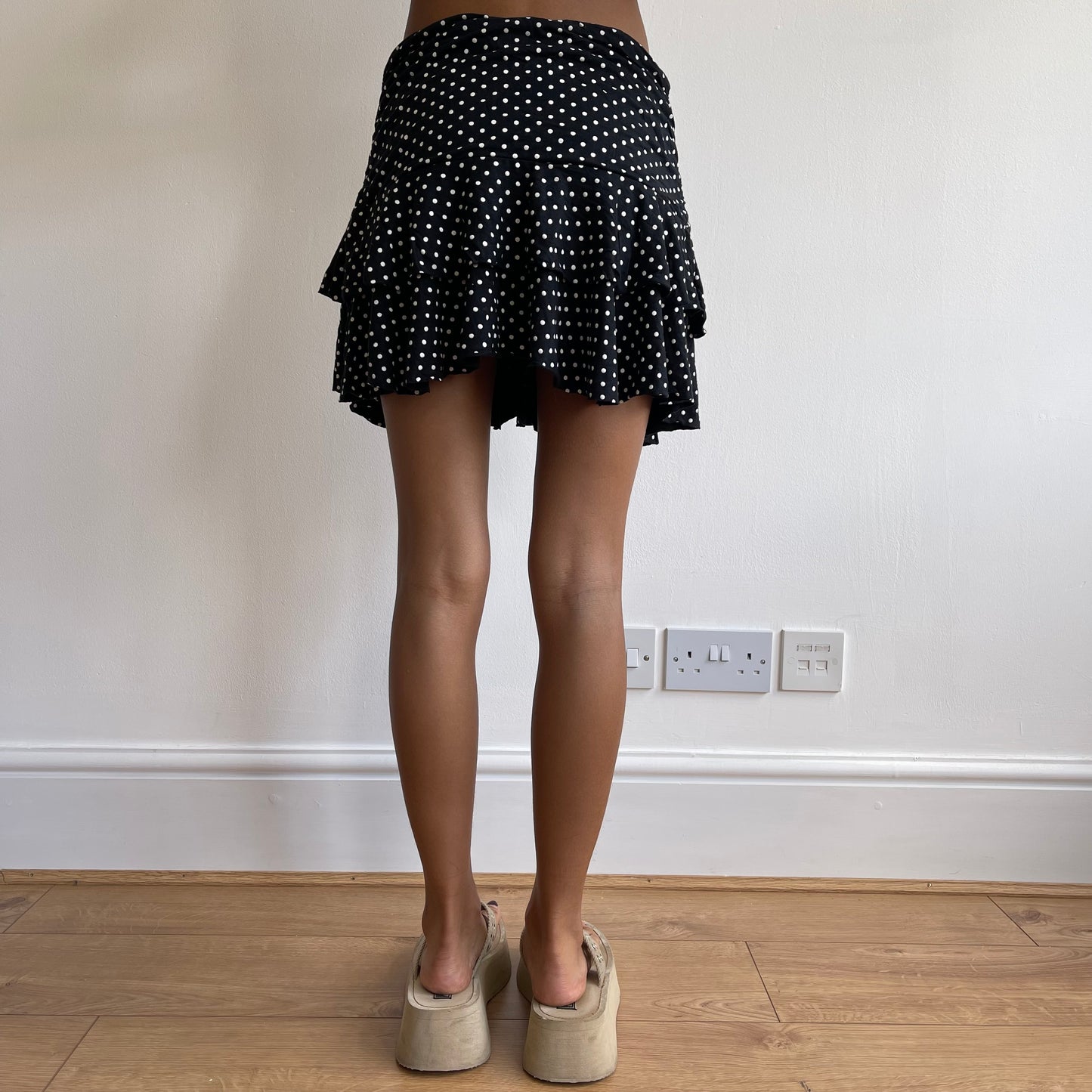 Black polka dot rara skirt - Size S