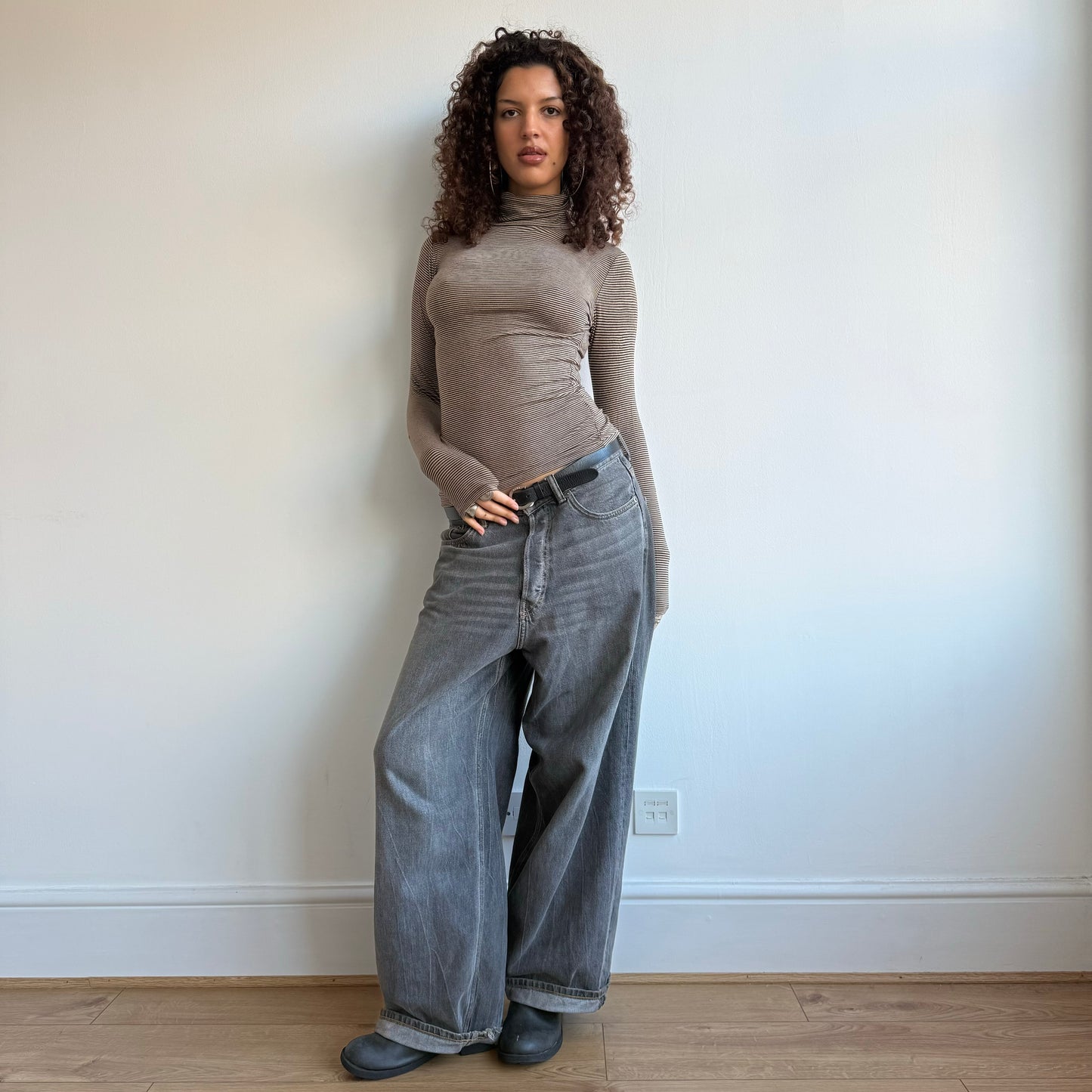 Brown stripe roll neck - Size S